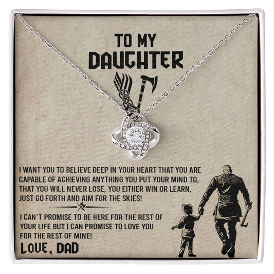 To My Daughter  Necklace from Viking Dad, Baby Girl Necklace Support Breath Be There Love Knot Chain, Personalized Gift Chain Necklace Jewelry for Women Gift On Birthday, Christmas Graduation Gift