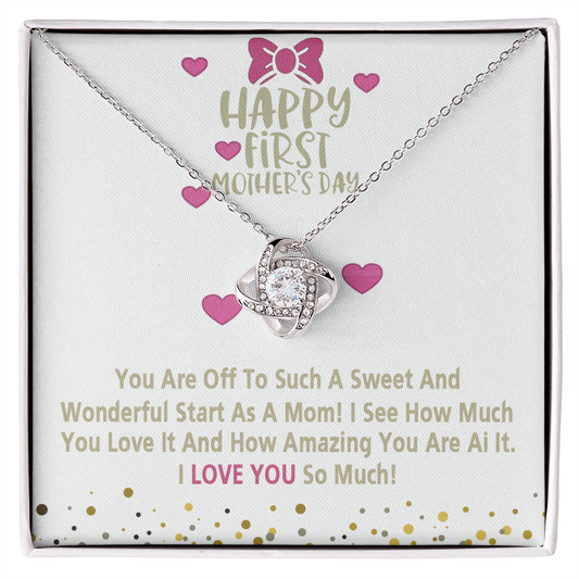 Happy Morther's Day Necklace, To My Mother Lovev Knot Necklace Gift Form Daughter, First Mother Day Necklace Gift, Mother And Daughter Gift Necklace For Mother Gift Necklace Jewelry Gift For Women