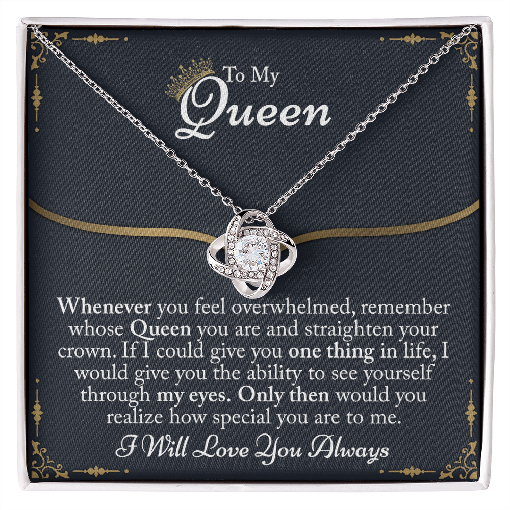 To My Queen Gift For Her Jewelry Gift Her Gift for Her Christmas Necklace From Boyfriend, Husband, Girlfriend Gift Necklace - Jewelry Gift For Girls, Love Knot Pendant Gift For Girlfriend, Soulmate