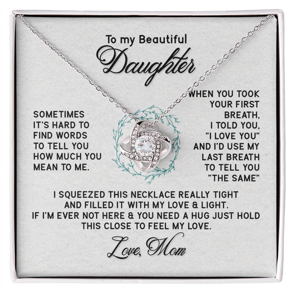 To My Beautiful Daughter Gift Necklace From Mom Forever Love Daughter Birthday Grown Up I Squeezed This Necklace Really Tight Necklace For Daughter, Mother And Daughter Gift Jewelry For Girls Women