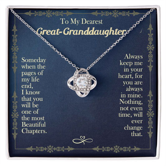 Granddaughter Gifts Necklacce from Grandma - To My Dearest Great Granddaughter Love Knot Necklace from Grandma Jewelry Gift for Girls, Granddaughter Pendant Necklaces gifts Birthday Graduation Gift