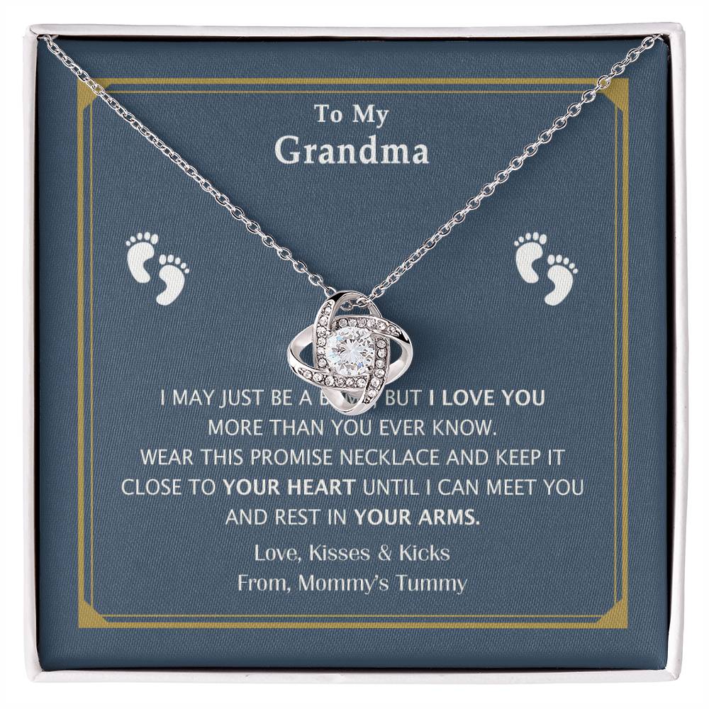 Grandma Gift Necklace From Mommy's Tummy - To My Grandma Love Knot Necklace From Granddaughter, Grandmother Grandma Necklace from Grandchildren Granddaughter - Jewelry Gift for Women, Grandma Gift
