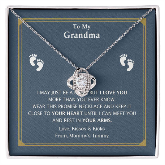 Grandma Gift Necklace From Mommy's Tummy - To My Grandma Love Knot Necklace From Granddaughter, Grandmother Grandma Necklace from Grandchildren Granddaughter - Jewelry Gift for Women, Grandma Gift