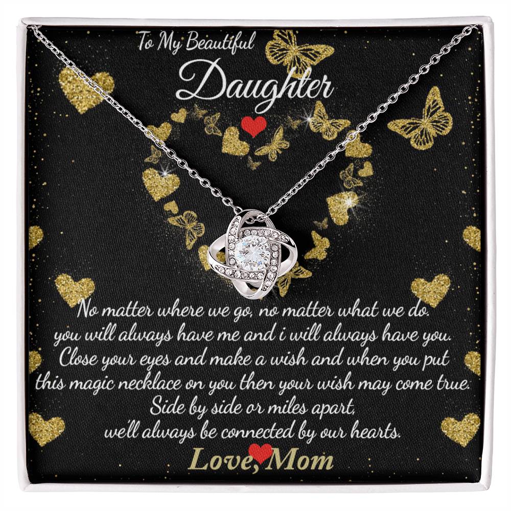 To My Beautiful Daughter Necklace Gift From Mom, Mother And Daughter Gifts Necklace With Message Card And Box, Jewelry Gift For Girls, Daughter On Birthday, Graduation Gift Box and Message Card