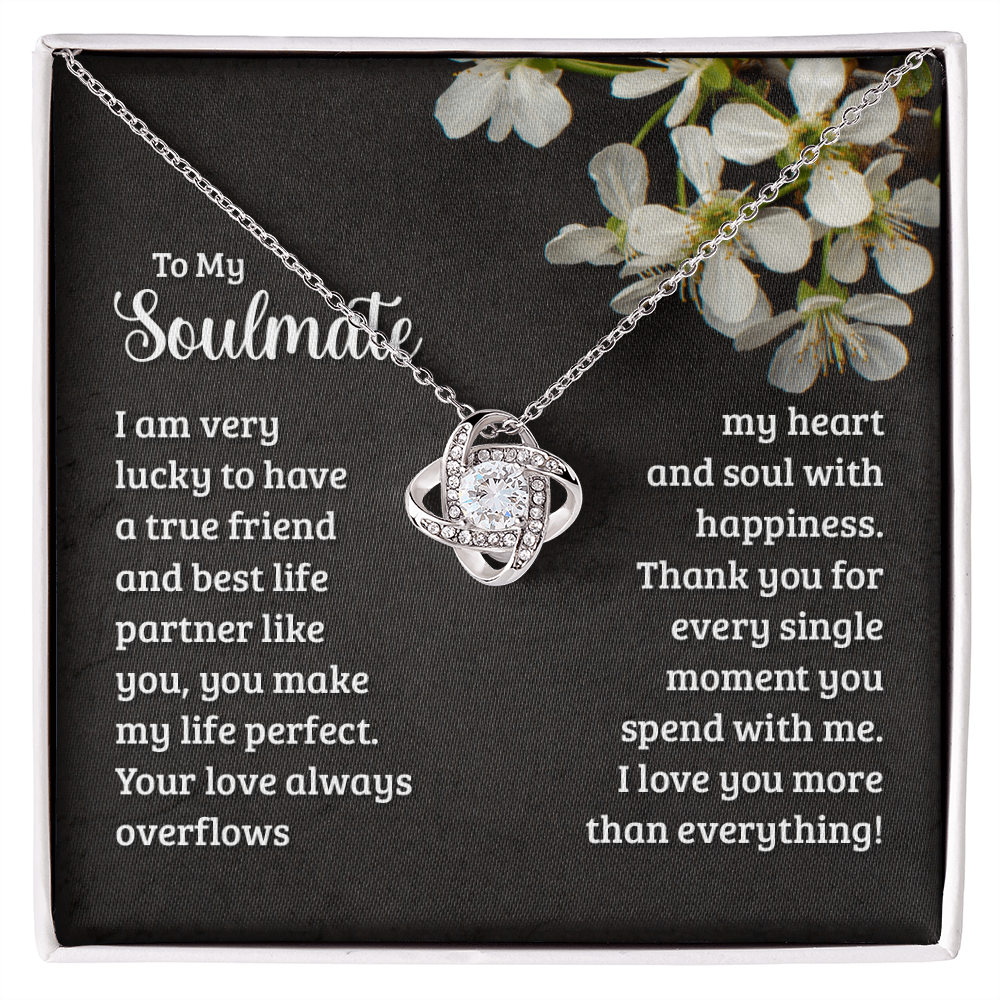 To My Soulmate Necklaces From Husband, Boyfriend, Necklace For Soulmate, Love Knot Pendant Gift For Soulmate On Birthday Wedding Day Christmas Jewelry Gift For Women, Cubic Zirconia Necklace