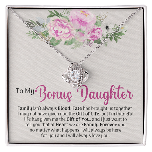 To My Beautiful Daughter Love Knot Necklace with Message Card and Gift Box, Jewelry Pendant Gift for Girls, Little Girl, Daughter Mom Birthday Gift for Daughter Jewelry for Girls, Little Girl