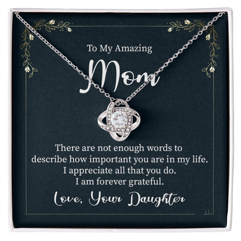 To My Amaing Mom Necklace From Daughter, Mother And Daughter Necklace Gift For Her, Amazing Mom Gift Necklace On Mother's Day, Birthday Gift Anniversary, Love Your Daughter Love Knot Necklace