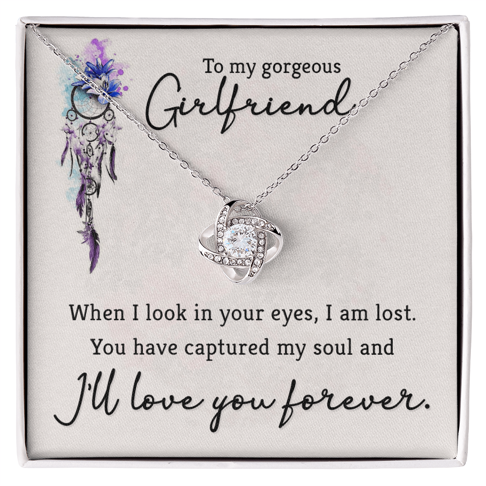 Love Knot Necklace Gift For Her, To My Gorgeous Girlfriend Necklace Gift On Xmas