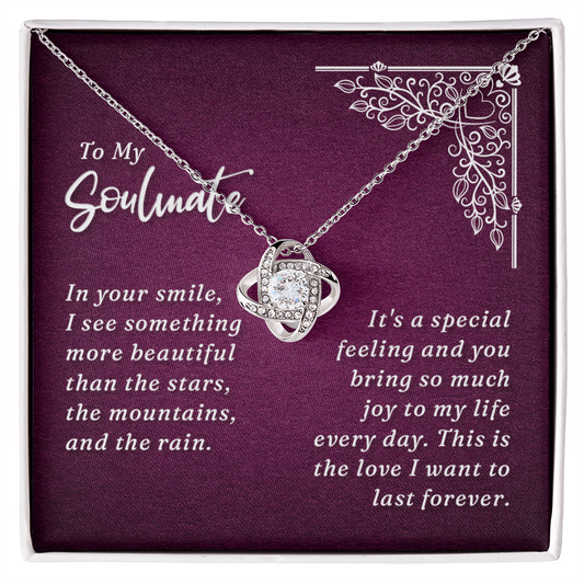To My Soulmate Necklace From Husband, Boyfriend, Gift Necklace for Soulmate, Love Knot Necklace for Girlfriend, Soulmate Jewelry, Future Wife Gift Necklace, Necklace for Wife 14k White Gold