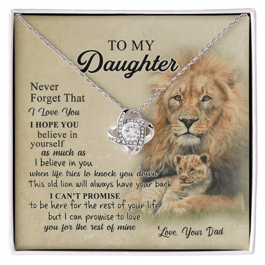 To My Daughter Gift Necklace from Dad Old Lion Your Back Believe Rest of Mine Personalized Gift Necklace Chain Gift on Birthday Graduation Gift Jewelry Gift For Girls, Little Girl Necklace