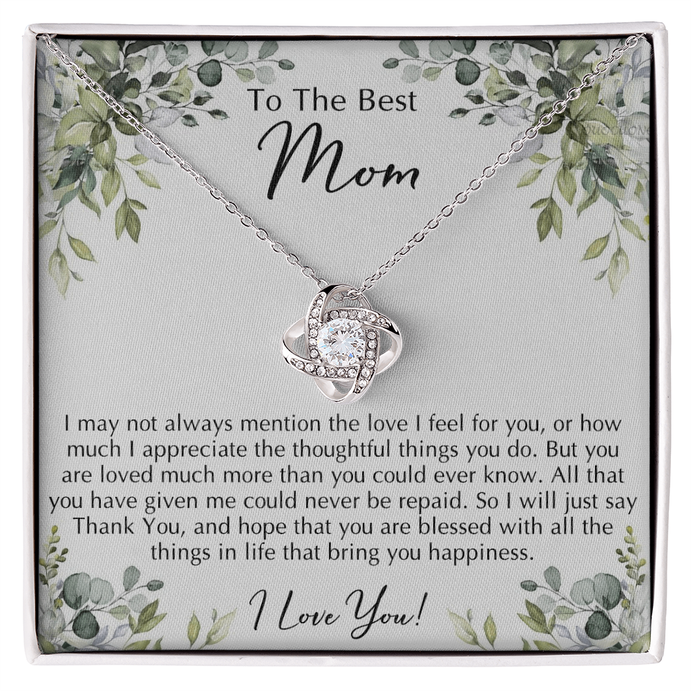 To The Best Mom Necklace From Daughter, Thank You For Mom Necklace Gift For Mom, Mother And Daughter Love Knot Necklace Gift On Mother's Day Anniversary, Birthday Gift Christmas, Jewelry For Women