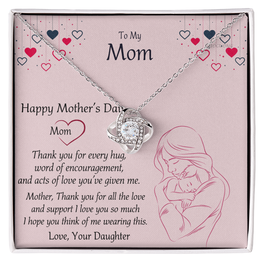 Happy Mothers Day Necklace, To My Mom Necklace From Mom, Mother Day Jewelry Gift Personalized Mothers Day Necklace Gifts For Mom Mother To Daughter Thank Gift Love Knot Necklace For Mom Jewelry
