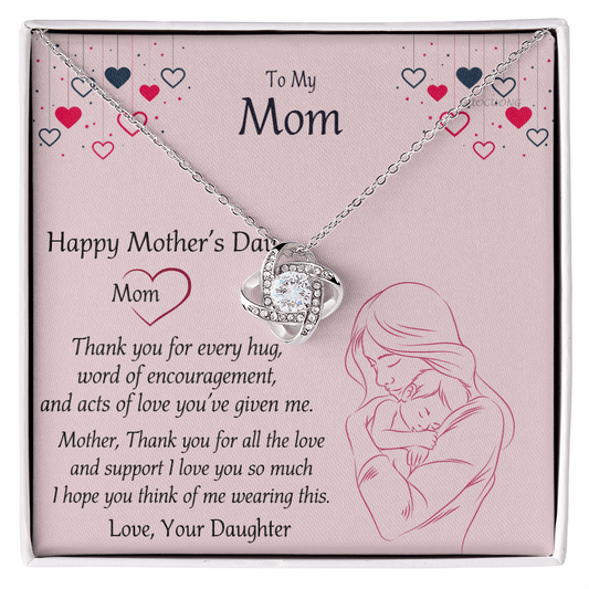 Happy Mothers Day Necklace, To My Mom Necklace From Mom, Mother Day Jewelry Gift Personalized Mothers Day Necklace Gifts For Mom Mother To Daughter Thank Gift Love Knot Necklace For Mom Jewelry
