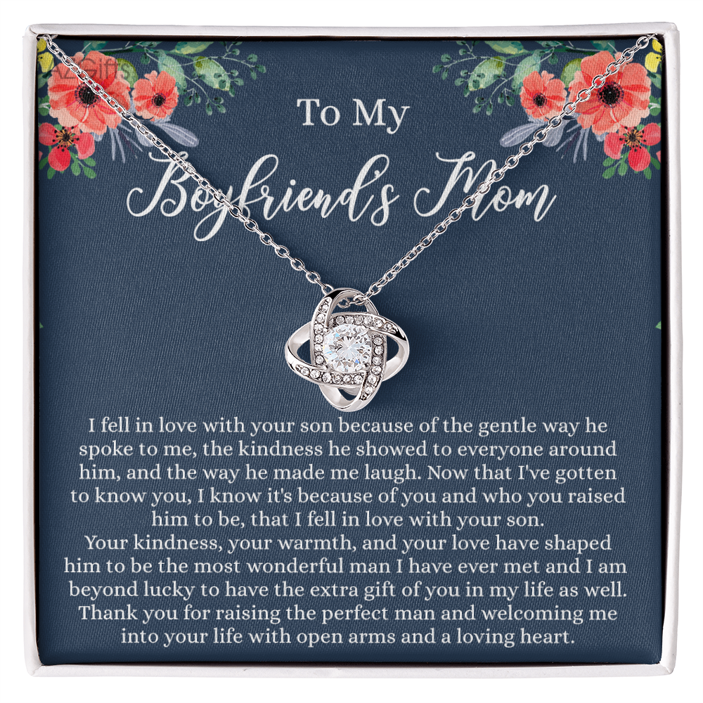 Gift For Boyfriend's Mom Necklace, To My Boyfriend's Mom Love Knot Necklace, Gift To My Boyfriend's Mom Necklace For Mothers Day Birthday Gift Christmas Retirement Jewelry For Women Girlfriend's