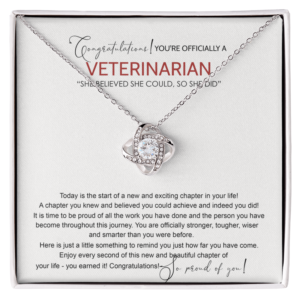 Congratulations Veterinarian Love Knot Necklace, Graduation Jewelry Gift For Girls, Her, Doctor of Veterinary Necklace, Gifts Necklace On Congrats Graduation Gard For Daughter, Granddaughter, Niece