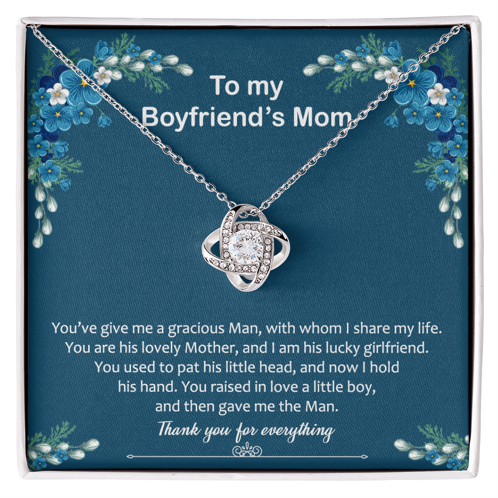 To My Boyfriend Mom Necklace From Girlfriend,  Thank You For Everything Boyfriend's Mom Gift Necklace, Love Knot Necklaces For Boyfriends Mom Gift On Christmas, Mothers Day Jewelry For Her