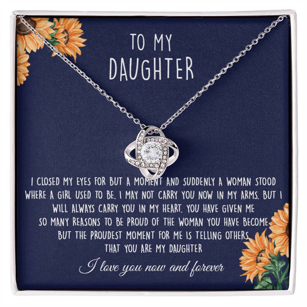 Gift Necklace For Daughter, To My Daughter Love Knot Necklace From Mom - I Love You Now And Forever Necklaces For Daughter From Mom And Dad Daughter Necklace,vSuddenly A Woman Jewelry Gift For Girls