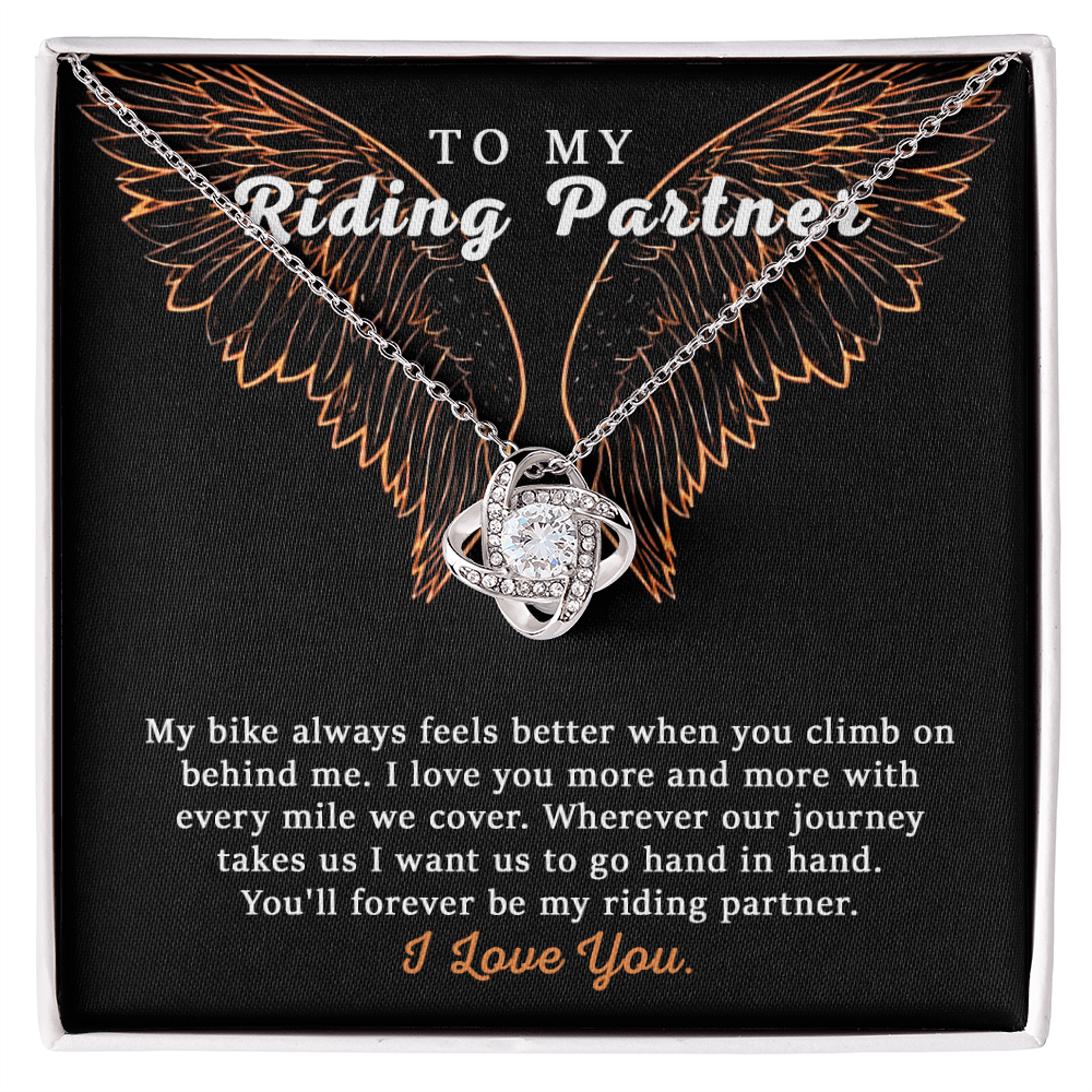 To My Riding Partner Necklace From Husband, Boyfriend, Love Knot Necklace Gift For Riding Partner, Cubic Zirconia Necklace Gift, Bikers Gift Necklace for Her Romantic, Girlfriend Gift Necklace