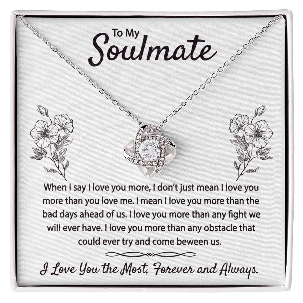 To My Soulmate Necklace From Husband Boyfriend Love Knot Necklace Gift For Soulmate Girlfiend To My Wife Gift Necklace with Message Card Gift Necklace for Her Romantic Girlfriend Gift Necklace