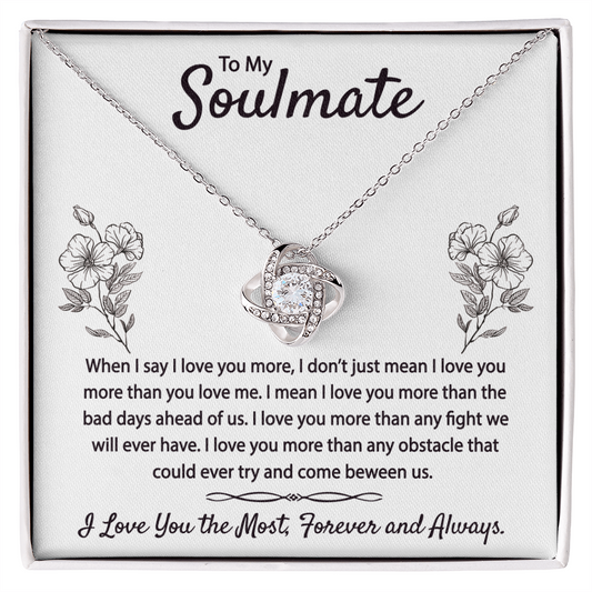 To My Soulmate Necklace From Husband Boyfriend Love Knot Necklace Gift For Soulmate Girlfiend To My Wife Gift Necklace with Message Card Gift Necklace for Her Romantic Girlfriend Gift Necklace