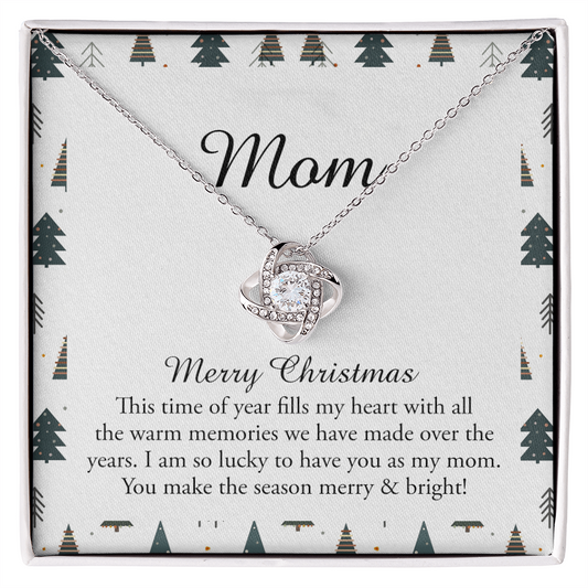 To My Mom Necklace, To My Mom Love Knot Necklace From Daughter Son To Mom Mother In Law Pendant Christmas Necklace Gift For Mother In Law Gift Necklace, Merry Christmas Necklace Gift For Mom, Mommy