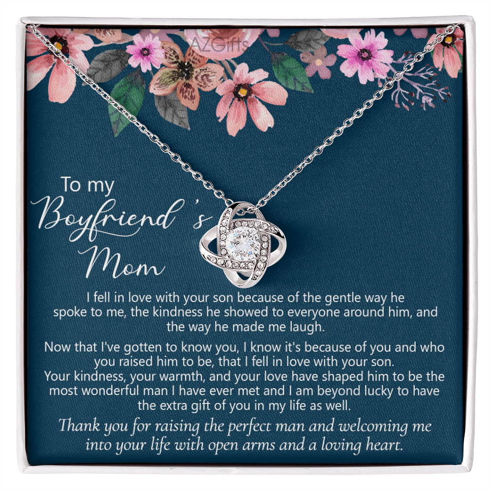 To My Boyfriends Mom Necklace From Girlfriend, Mother And Son Gift Necklace, Gift For Boyfriends Mom Love Knot Necklace Gift For Her, Jewelry For Boyfriend's Mom On Mother's Day Necklace, Christmas