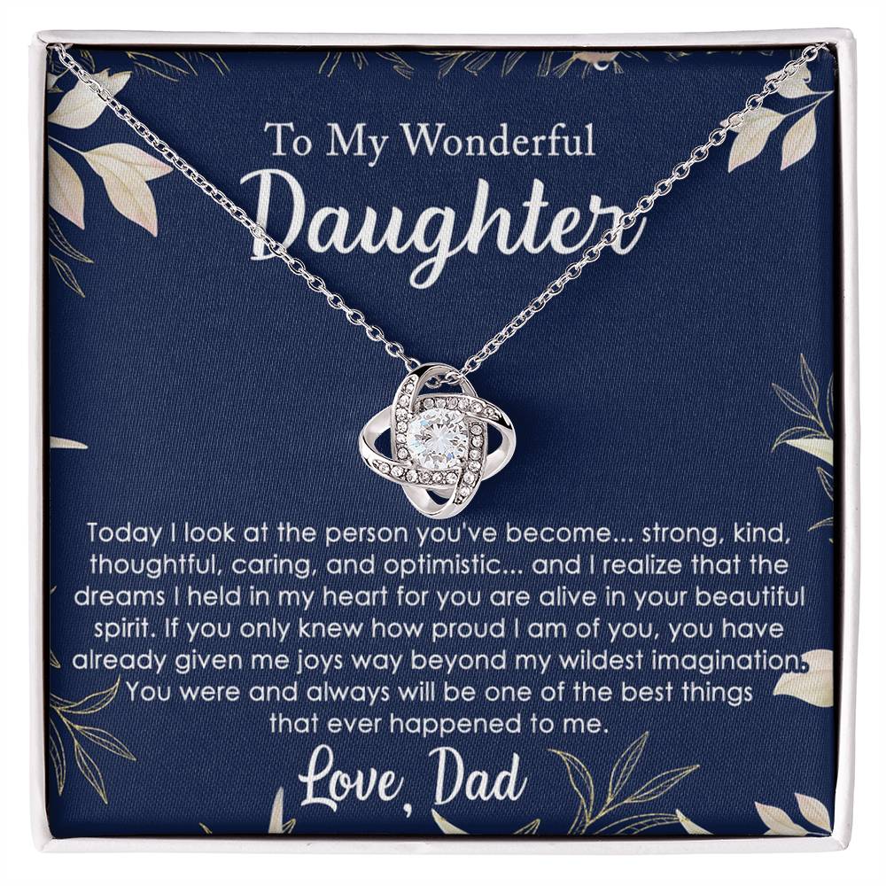 Daughter Gifts Necklace From Dad, To My Daughter Lion Dad And Daughter Love Knot Necklace Birthday Gift for Daughter From Dad, Christmas Gift For Daughter Necklace, Father To Daughter Gift Necklace