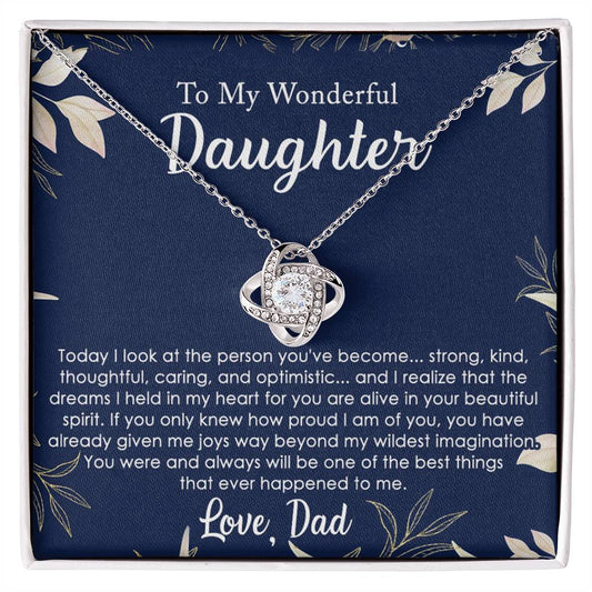 Daughter Gifts Necklace From Dad, To My Daughter Lion Dad And Daughter Love Knot Necklace Birthday Gift for Daughter From Dad, Christmas Gift For Daughter Necklace, Father To Daughter Gift Necklace
