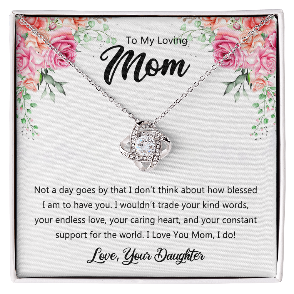 To My Loving Mom Necklace From Daughter, Happy Mother's Day Necklace, To My Mom Love Knot Necklace, Mother And Daughter Necklace Gift For Mom On Mother's Day, Birthday Gift Anniversary Jewelry Gift