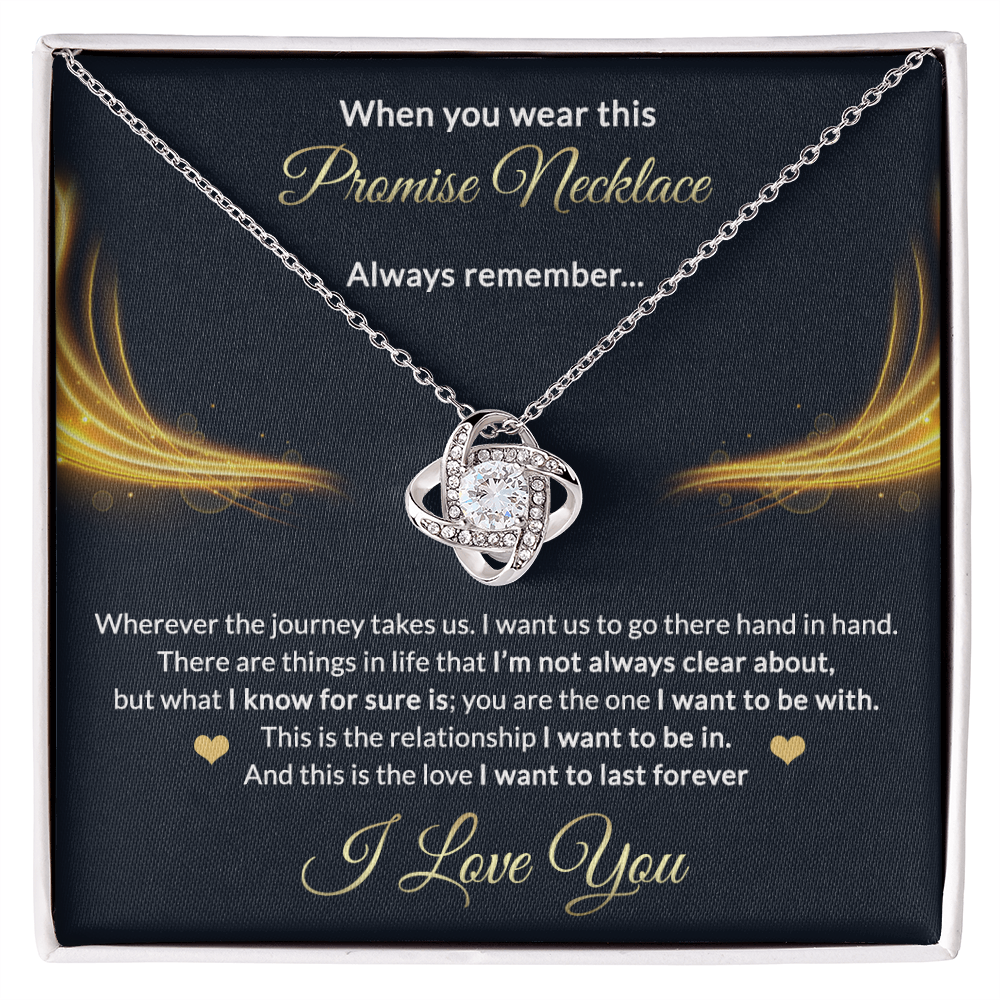 Promise Gift Necklace From Men, Jewelry Gift for Girls, Girlfriend - Promise Love Knot Necklace Gift for Women On Valentines Day, Anniversary, Long Distance Relationship Gifts Love Knot Pendant