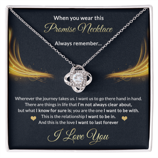 Promise Gift Necklace From Men, Jewelry Gift for Girls, Girlfriend - Promise Love Knot Necklace Gift for Women On Valentines Day, Anniversary, Long Distance Relationship Gifts Love Knot Pendant