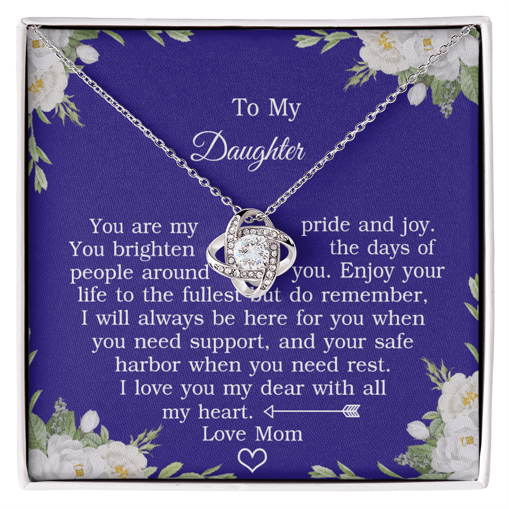 To My Daughter Love Knot Necklace From Mom And Daughter Pendant Gifts For Daughter's From Mother To Daughter Jewelry Gift For Girls, Daughter Necklace Gift From Mother, Daughter To Mom Jewelry