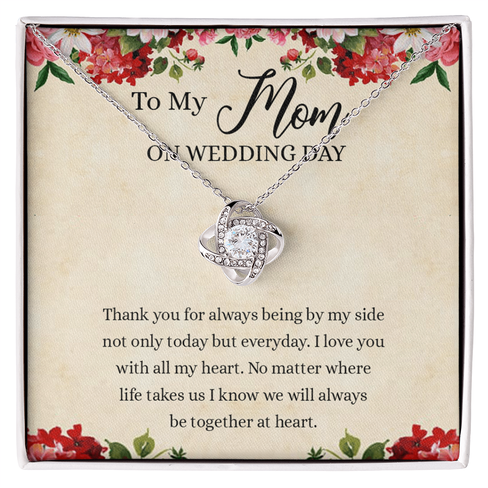 To My Mom Love Knot Necklace Gift for Mom on Wedding Day, Gift Necklace for Mother of The Groom, Gift for Bridesmaid Proposal Gift Necklace, To My Mom Gift Necklace On Wedding Day from Daughter
