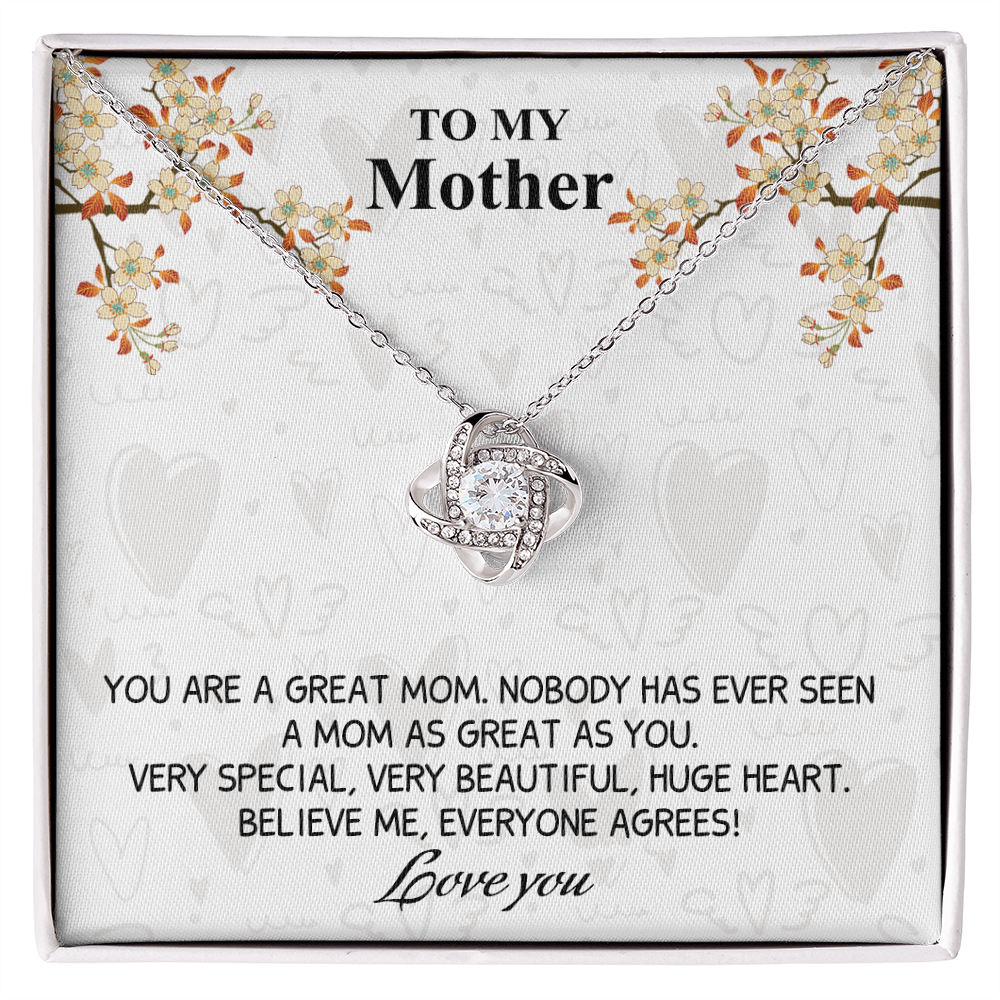 Great Mom Necklace, To My Mother Necklace From Daughter, The Love Knot Necklace Gift For Mom, Jewelry Gift For Women, Mother And Daughter Gift Necklace I Love You From Daughter To Mom Pendant