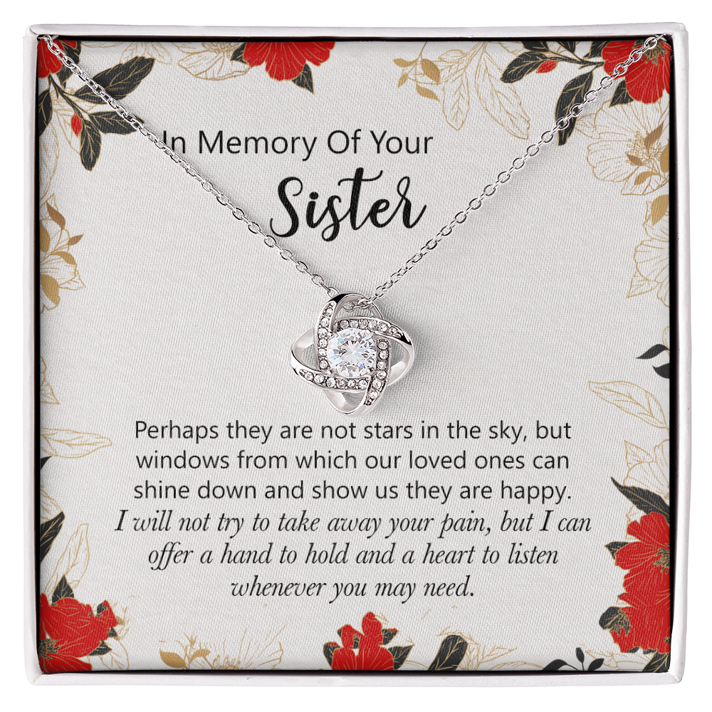 In Memory Of Your Sister Love Knot Necklace Gift For Sister, Sympathy Loss Of Sister Necklace, Memorial Gift Pendant For Loss Of Sister, Sympathy Gift Loss Of A Sister, Jewelry Gift for Women
