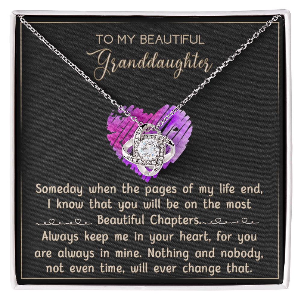 Granddaughter And Grandma Necklace, Gift Necklace For Granddauhter - To My Beautiful Granddaughter Necklace From Grandma, Love Knot Necklace For Granddaughter, Beautiful Granddaughter Necklace