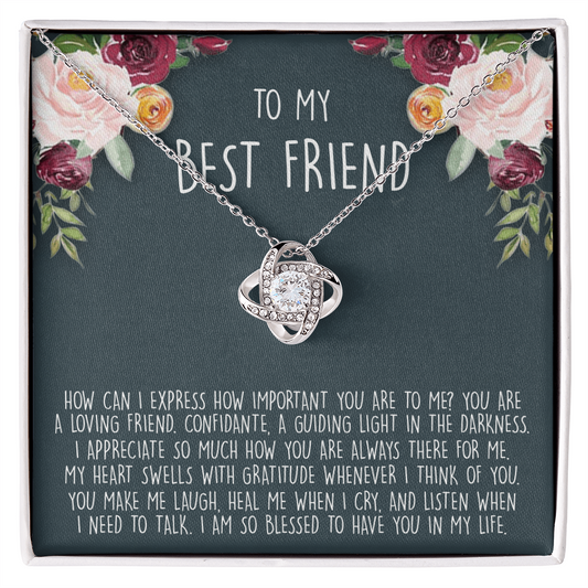 To My Best Friend Gift Necklace From Friend - BFF Gift Necklace, Gifts Pendant For BFF, Love Knot Necklace Gift For Friend, BFF With Message Card and Gift Box Necklace On Birthday, Anniversary