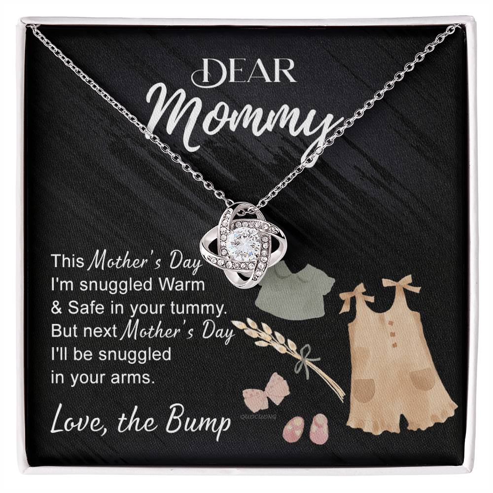 Dea Mommy Necklace Mothers Day Love Knot Necklace, Mothers Day Gifts for Pregnant Wife, Happy Mothers Day Necklace Gift for Moms to Be, Mother To Be Mothers Day Gift, To My Mommy Necklace from Bump