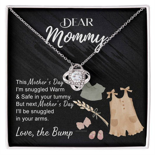Dea Mommy Necklace Mothers Day Love Knot Necklace, Mothers Day Gifts for Pregnant Wife, Happy Mothers Day Necklace Gift for Moms to Be, Mother To Be Mothers Day Gift, To My Mommy Necklace from Bump