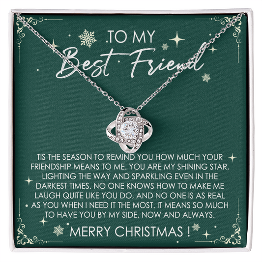 To My Best Friend Love Knot Necklace From Friend, Jewelry Gift For Friend, Merry Chirstmas Necklace Gift For Friend, BFF Gift Necklace, Best Friend Gift Necklace On Birthday, Anniversary, Christmas