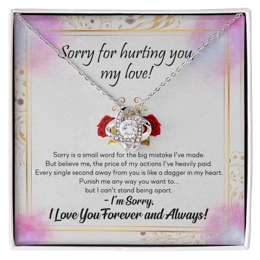 To My Girlfriend Necklace From Boyfriend, Husband, Sorry For Hurting You, My Love Knot Necklace With Message Card, I'm Sorry Gift Necklace For Soulmate, Wife On Valentine Day Gift For Wife, Soulmate