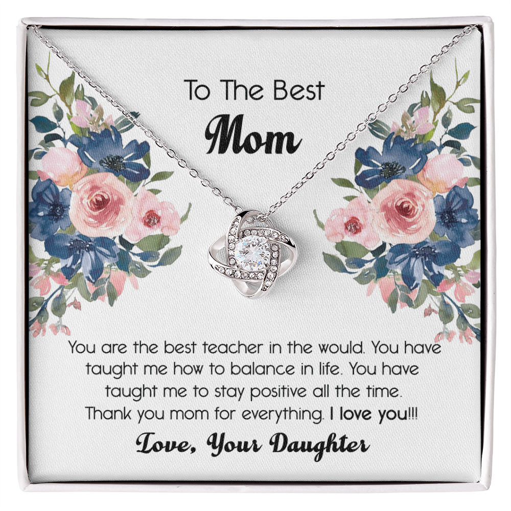 Thank You For Mom Necklace Gift For Mom, To The Best Mom Necklace From Daughter, Mother And Daughter Love Knot Necklace Gift On Mother's Day Anniversary, Birthday Gift Christmas, Jewelry For Women