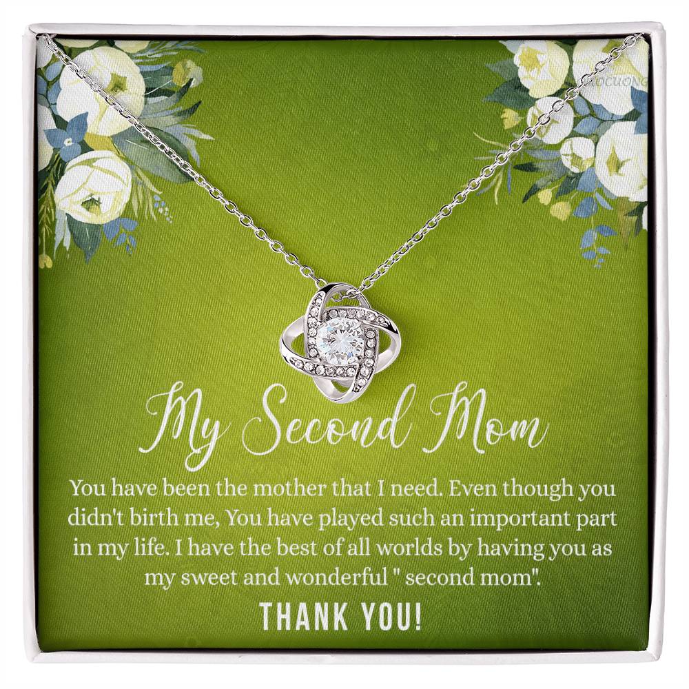 Second Mom Necklace, To My Second Mom Love Knot Necklace Gift From Daughter, Mother And Daughter Gift Necklace Personalized Gift Necklace For Mom, Thank You Love Knot Necklace Gift For Women