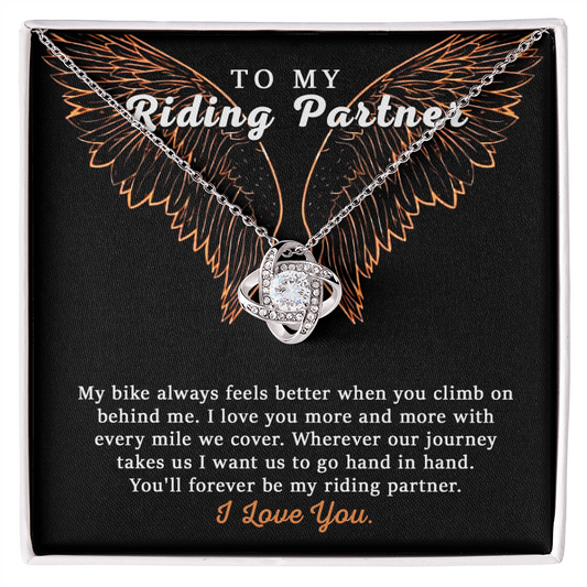 To My Riding Partner Necklace From Husband, Boyfriend, Love Knot Necklace Gift For Riding Partner, Cubic Zirconia Necklace Gift, Bikers Gift Necklace for Her Romantic, Girlfriend Gift Necklace 177433188713