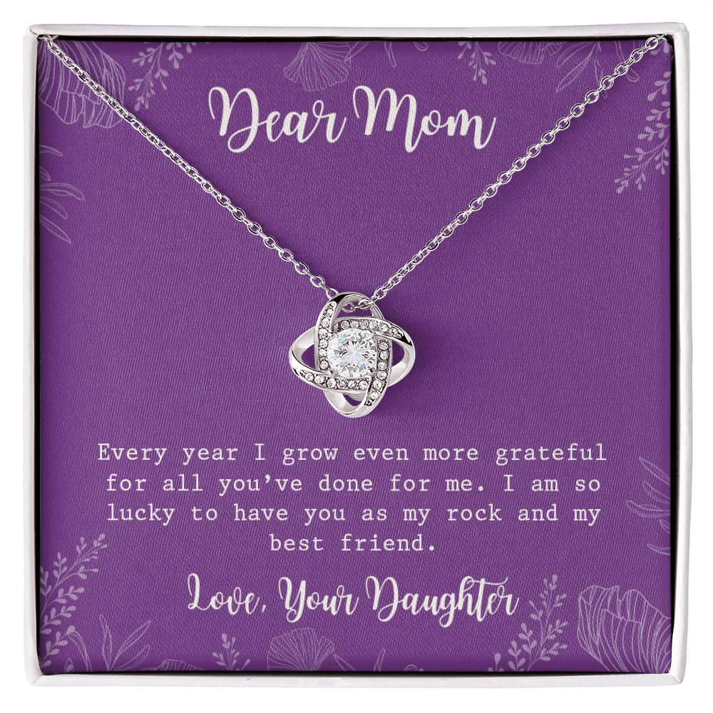 To My Mom Necklace From Daughter, My Best Friend Gift Necklace For Mom On Mothers Day, Birthday Gift Anniversary, Love Knot Pendant Gift For Her, Jewelry For Mom, Dear Mom Gifts Necklace