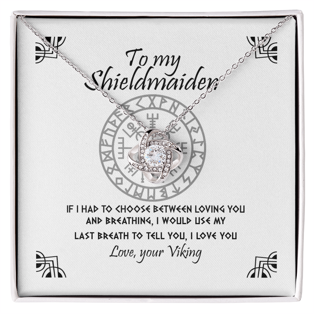 To My Shieldmaiden Necklace From Viking, Gift Neklace For Wife From Husband, Gift Pendant For Girlfriend From Boyfriend, Shieldmaiden Gift Love Knot Necklace On Birthday, Anniversary Valentine Day