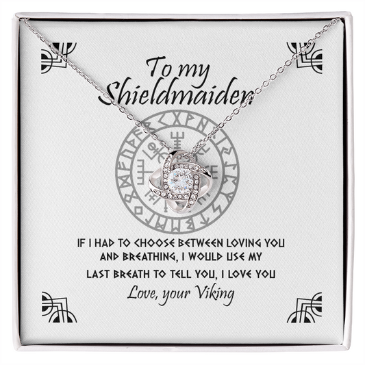 To My Shieldmaiden Necklace From Viking, Gift Neklace For Wife From Husband, Gift Pendant For Girlfriend From Boyfriend, Shieldmaiden Gift Love Knot Necklace On Birthday, Anniversary Valentine Day