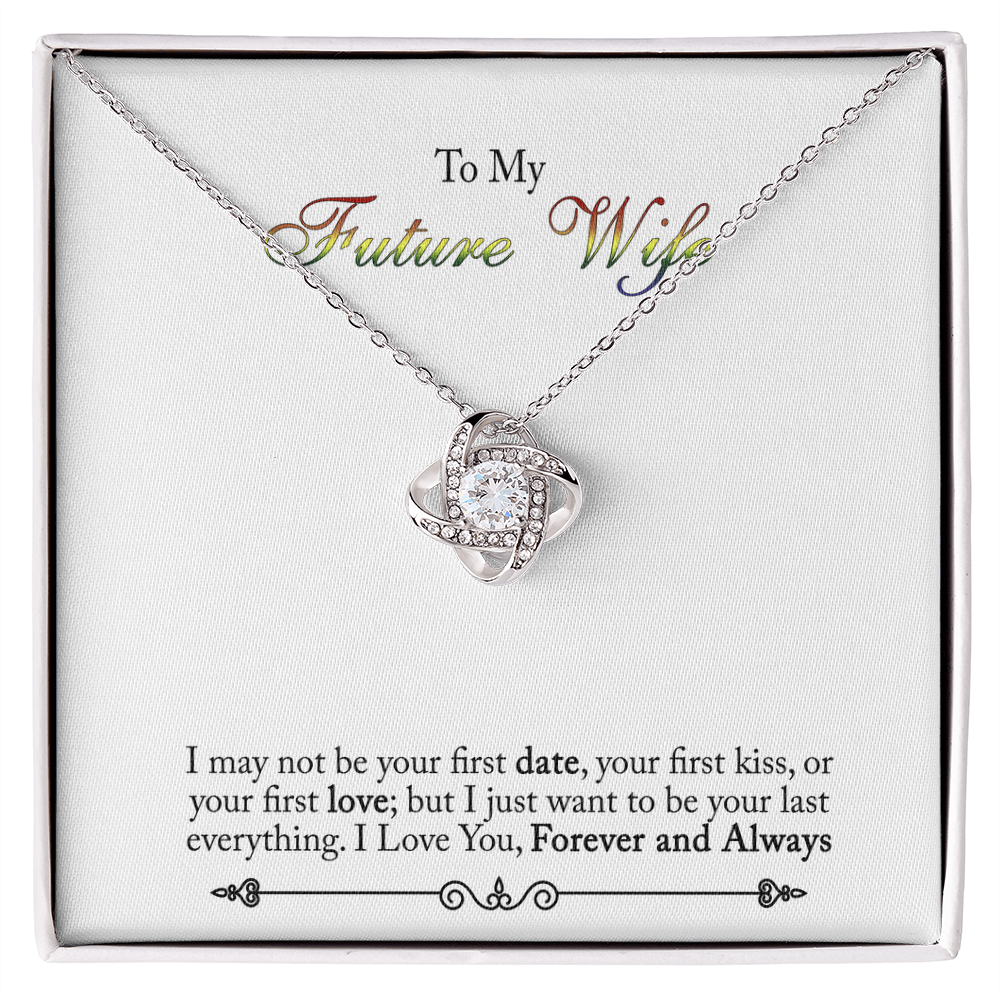 To My Future Wife Necklace Love Knot Necklace For Wife, Girlfriend With Box And Message Card, Soulmate Gifts, Necklace For Her From Boyfriend, Jewelry Gift For Bride Fiance, One Year Anniversary