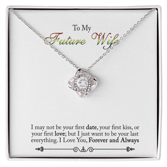 To My Future Wife Necklace Love Knot Necklace For Wife, Girlfriend With Box And Message Card, Soulmate Gifts, Necklace For Her From Boyfriend, Jewelry Gift For Bride Fiance, One Year Anniversary
