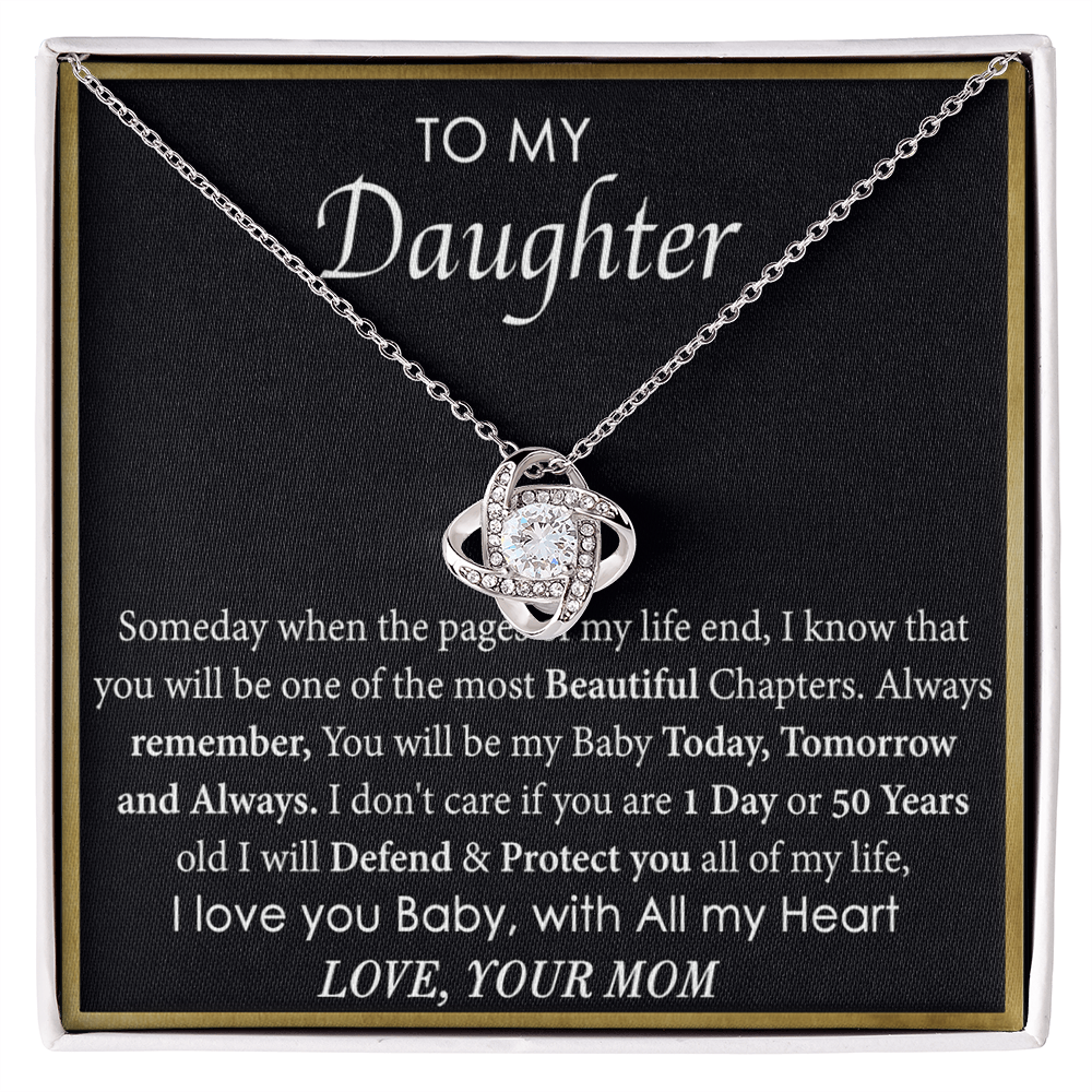 To My Daughter Love Knot Necklace From Mom, Mother Daughter Gift Necklace, To Daughter Pendant Gift From Mom, Little Girl Necklace Pendant I Love You Baby Love Knot Jewelry Gift For Girls
